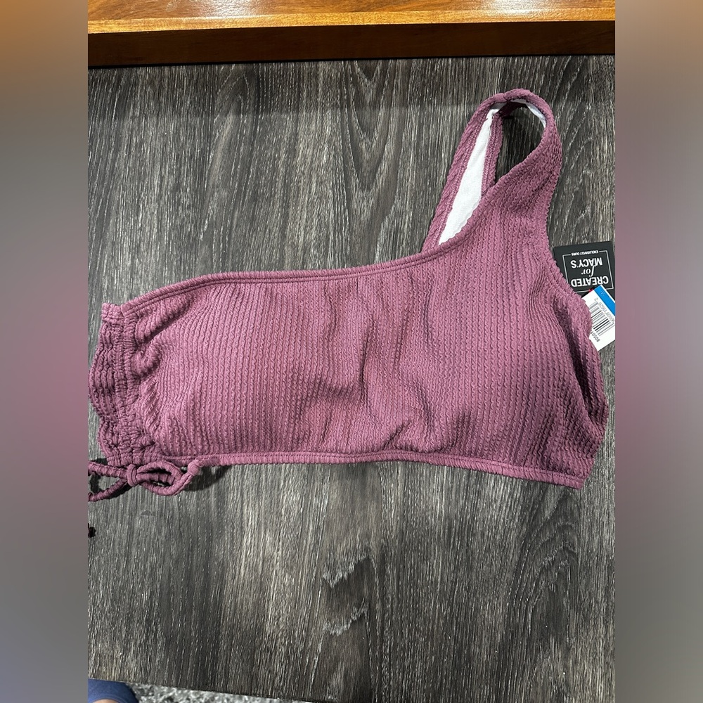 NWT Salt + Cove Sandy Ribbed One-Shoulder Bikini Top - Picture 2 of 5